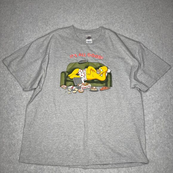 Homer Simpson T-shirt Adult XL Gray It's All Good Unisex 90% Cotton The Simpsons - Picture 1 of 8